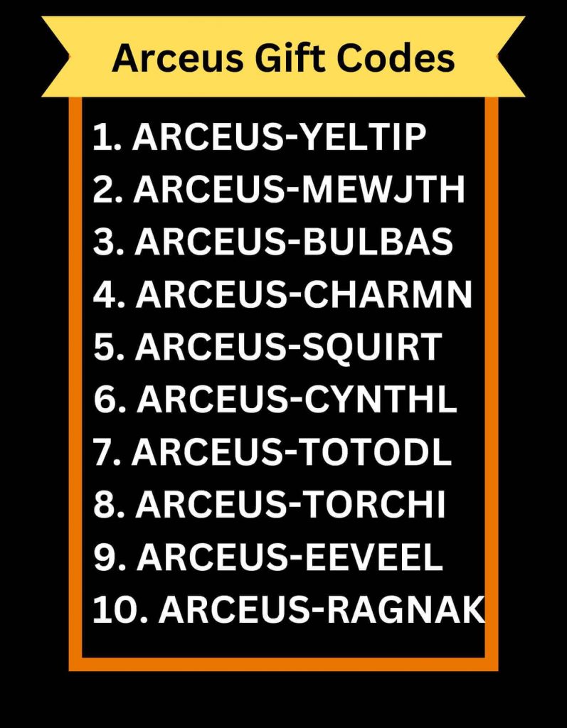 Arceus gift codes Pokémon