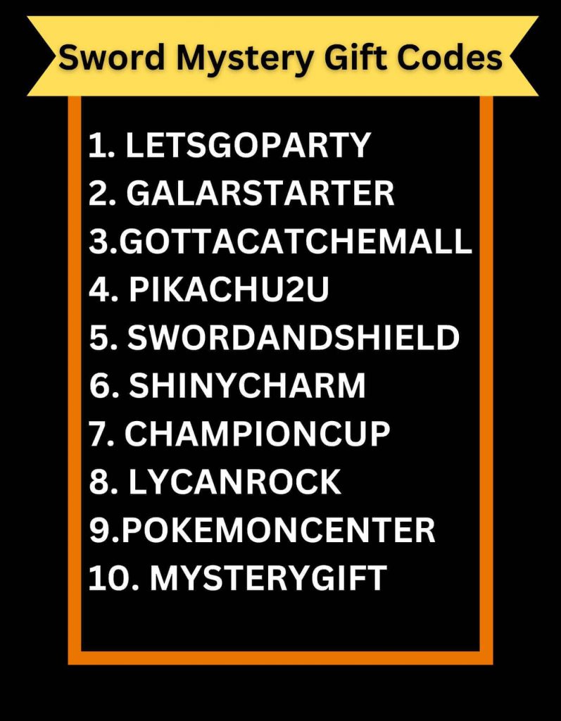 pokemon sword mystery gift codes